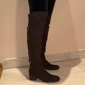 Le Pepe Italian brown suede leather over the knee boots Camoscio Fondente NEW